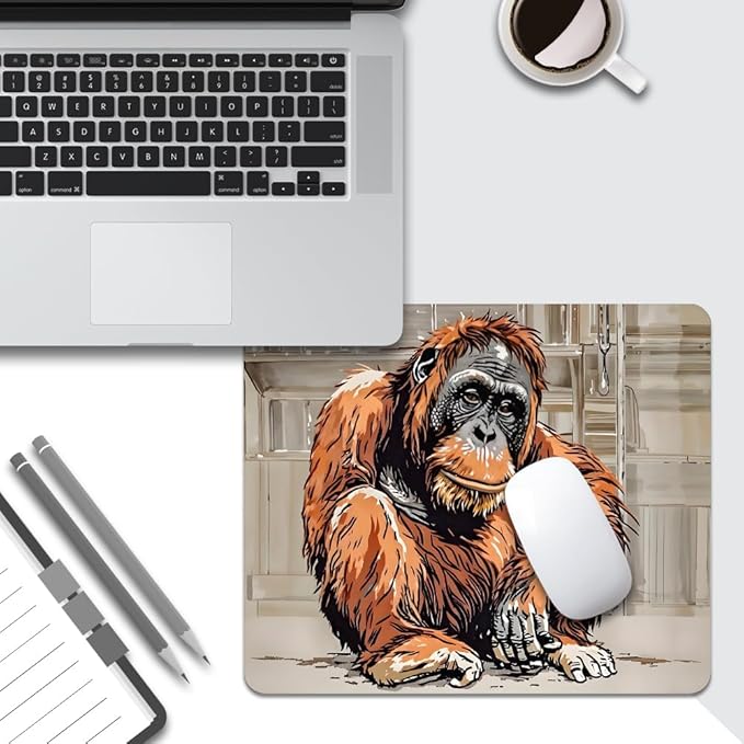 Orangutan Texture Mouse pad, Square Waterproof and Anti Slip Mouse pad for Office laptops