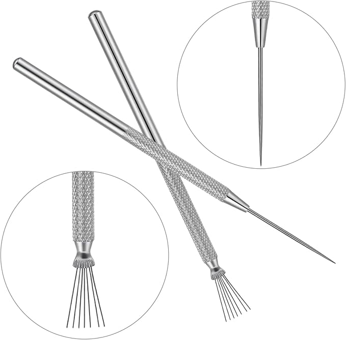 4 PCS Clay Needle and Pottery Feather Wire Texture Tools, Stainless Steel Ceramic Detail Tools, Sculpting Tool Supplies for DIY Craft, Sculpture Detail Texturing and Modeling