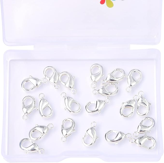 Silver Plated Lobster Clasps Non Tarnish 12mm 20pcs for Jewelry Making Findings