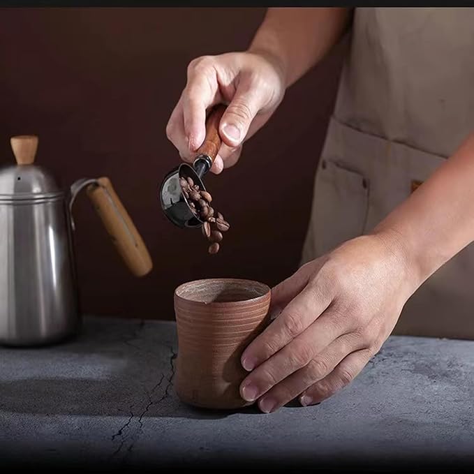 Vintage Coffee Measuring Spoon - 304 Stainless Steel, Coffee Scoop，10g Capacity, Walnut Handle - Perfect for Coffee, Tea, and More (iridescent)