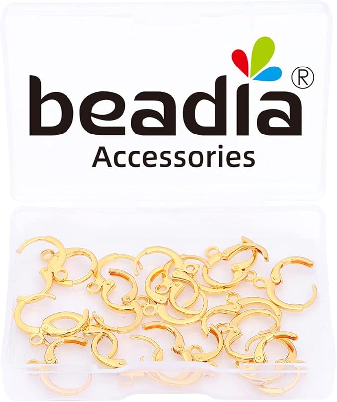 18K Gold Plated Earring Hooks Round 12mm 20pcs for Jewelry Making Findings