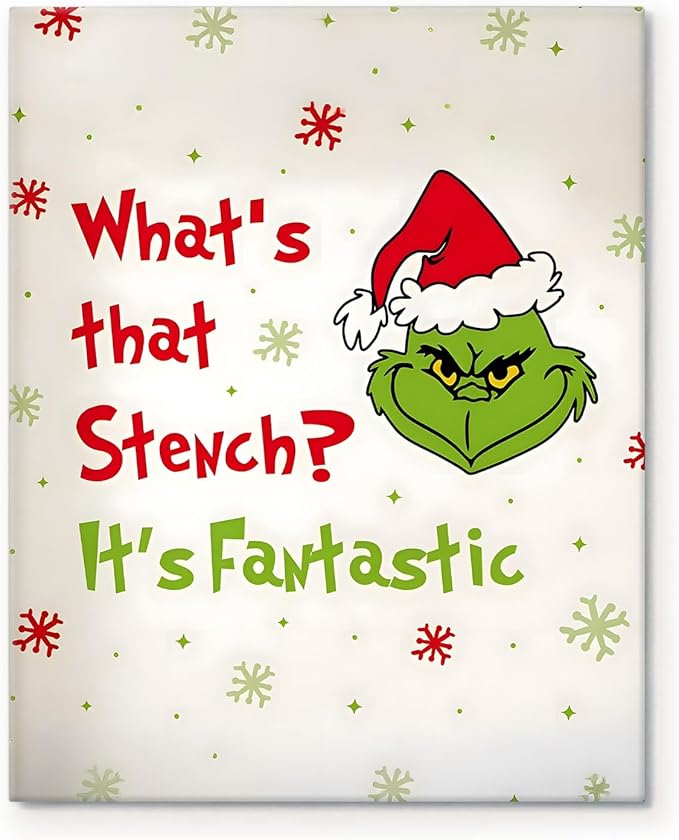 Funny Christmas Canvas Wall Art Decor - “What's That Stench? It's Fantastic” Holiday Decor - 12x16 inch Humorous Christmas Decoration for Living Room or Office - Premium Quality Canvas Print