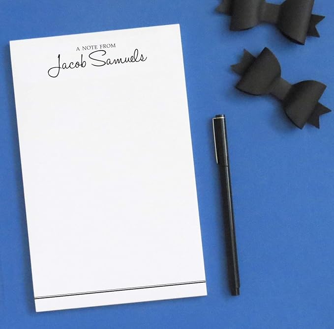 A Note From Personalized Notepad, Notepads for men, Personalized Notepad Set for Men, Professional notepad, Letter writing paper, size 5.5in x 8.5in, 50 sheets