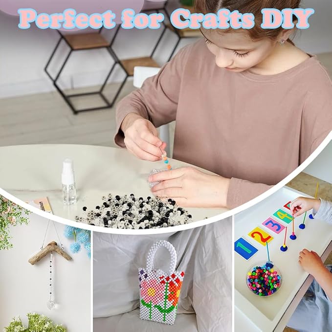 1100pcsPony Beads,Friendship Bracelet Beads,Halloween Beads,Assorted Beads,Pony Beads for Bracelets,Beads for Braids,Cool Beads,Bulk Beads for Jewelry Making,Mixed Beads,Black White Beads