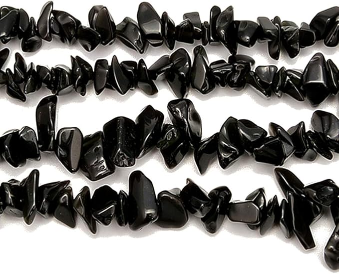 Gemstone Chips Natural Black Obsidian 3-5mm Healing Crystals Waist Bracelets Necklace Kit Irregular Stone DIY Crafts Design Jewelry Making Approxi 32 inch