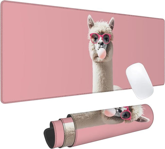 Llama Gaming Mouse Pad, Office Desk Mat, Anti-Slip Rubber Base Cool Aesthetic Mouse Pads for Computer Laptop Keyboard School Home Desktop Gamer Home Accessories Decor 31.5" x 11.8"
