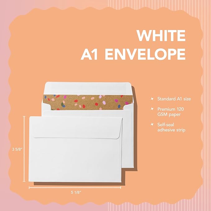 Pack It Chic - 3 5/8” X 5 1/8” (250 Count) A1 White Envelopes Self Seal for RSVP Cards, Thank You Notes, Invitations, Announcements, Gift Cards, and Notecards
