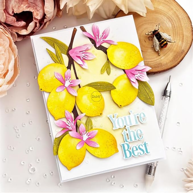 DzIxY Patchwork Branches Flowers Leaves Lemons Metal Cutting Dies for Card Making Kit Embossing Paper Die Cuts Set Scrapbook Stencils Supplies Machine Templates