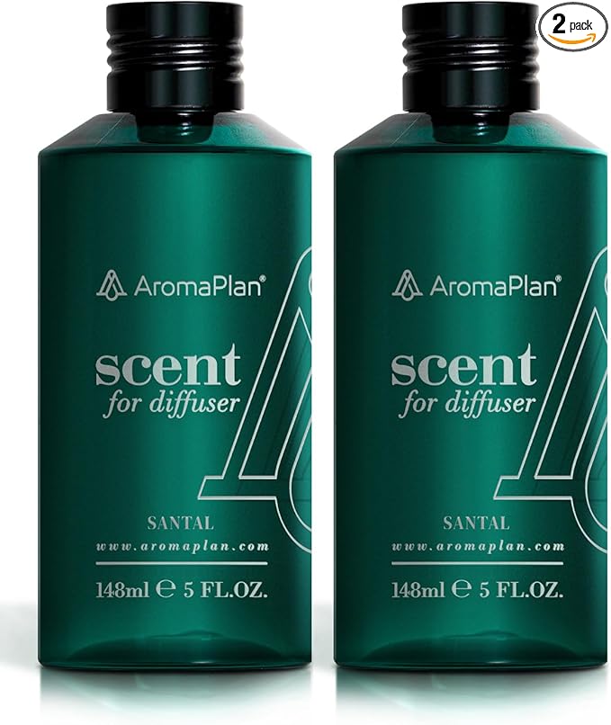 AromaPlan Hotel Scents Santal 5 Fl Oz (2 Pack), Luxury Aroma & Hotel Fragrance Diffuser Oil- Hotel Diffuser Oil for Aromatherapy- USA Made, Bigger Bottle, Bolder Aroma & Longer Lasting