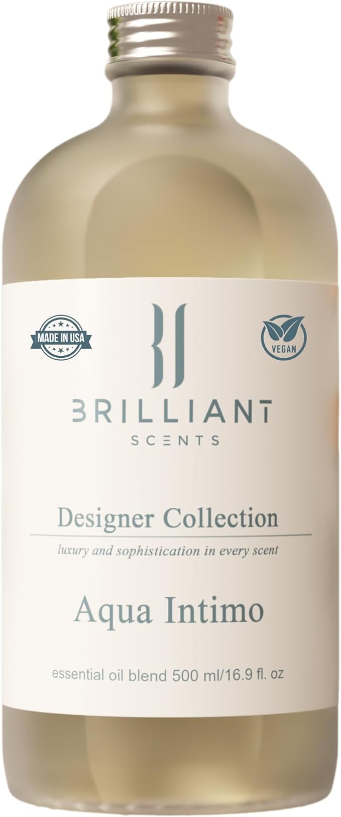 Brilliant Scents Aqua Intimo Fragrance Oil 500ml - Premium Diffuser Oil for Home, Office, Hotels - Long Lasting, Plant-Based, Meets IFRA Standards, USA-Made - Bergamot, Jasmine, Amber