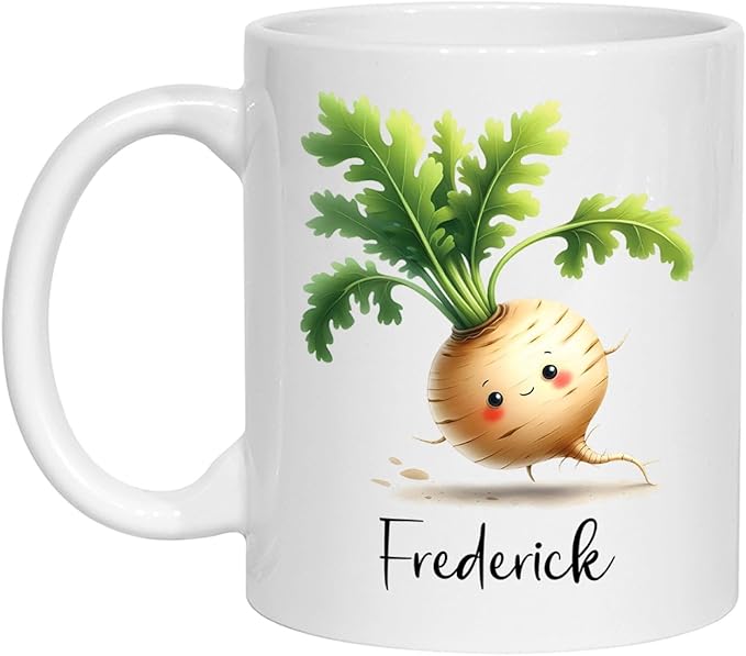 Parsnip Ceramic Mug, Personalized Parsnip White Mug 11oz 15oz, Vegetable Lover Cup Gift, Custom Choose Name Parsnip Coffee Mug, Vegetable Mugs Gifts For Parsnip Lovers, Parsnip Travel Tea Cup
