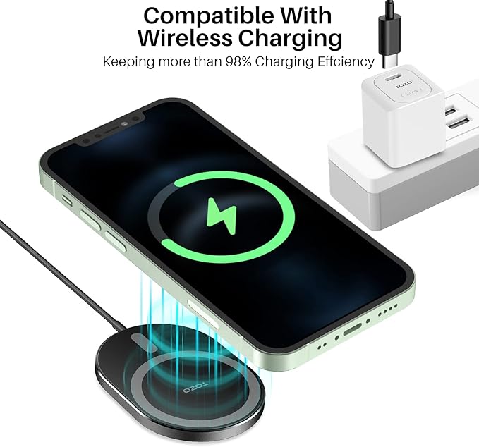 TOZO Ultra-Thin Portable Wireless Charger 15W Max Fast Wireless Charging Pad Compatible with iPhone 17/16 Plus/16 Pro Max /15/14/13/SE, Samsung Galaxy S24/S23/S22 Series (No AC Adapter), Dark Gray