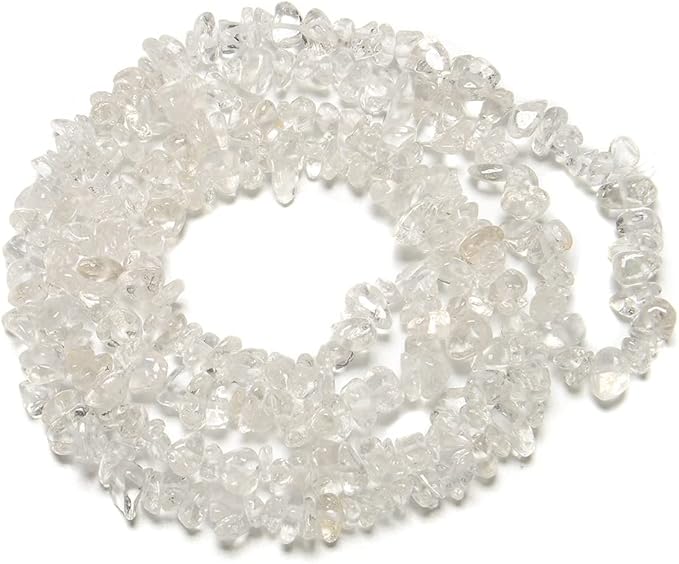 Gemstone Chips Natural Clear Crystal Quartz 3-5mm Healing Crystals Waist Bracelets Necklace Kit Irregular Stone DIY Crafts Design Jewelry Making Approxi 32 inch