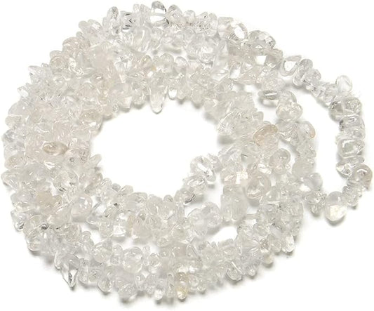 Gemstone Chips Natural Clear Crystal Quartz 3-5mm Healing Crystals Waist Bracelets Necklace Kit Irregular Stone DIY Crafts Design Jewelry Making Approxi 32 inch