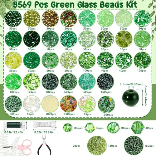 XunYee 8569 Pcs Beaded Plant Kit, Forever Plant Bead Kit, Green B, Classic - Image 2