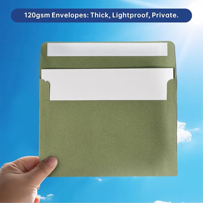 Keketer A4 Sage Green Printable 4x6 Envelopes 70 Pack Self - Seal, for 4x6 Cards, Weddings, Invitations, Baby Shower 4.25 x 6.25 Inches