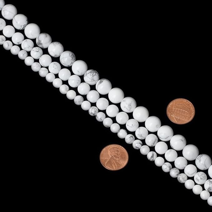 10mm 35PCS Natural White Howlite Gemstone Round Loose Stone Beads for Jewelry Making DIY Crafts Design 1 Strand 15"