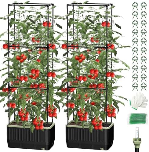 2PCS Self Watering Tomato Planter with Trellis by GrowYourGreenParadise