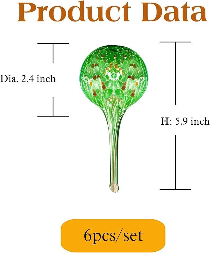 Plant Watering Globes - 6 Pack Colorful Glass Self Watering Bulbs for Plants, Automatic Plant Watering Devices for Indoor & Outdoor Use