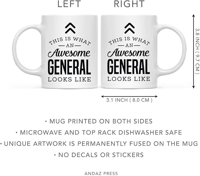 Andaz Press 11oz. Ceramic Coffee Tea Mug Thank You Gift, This is What an Awesome General Looks Like, 1-Pack, Birthday Christmas Gift Ideas Coworker Him Her, Includes Gift Box