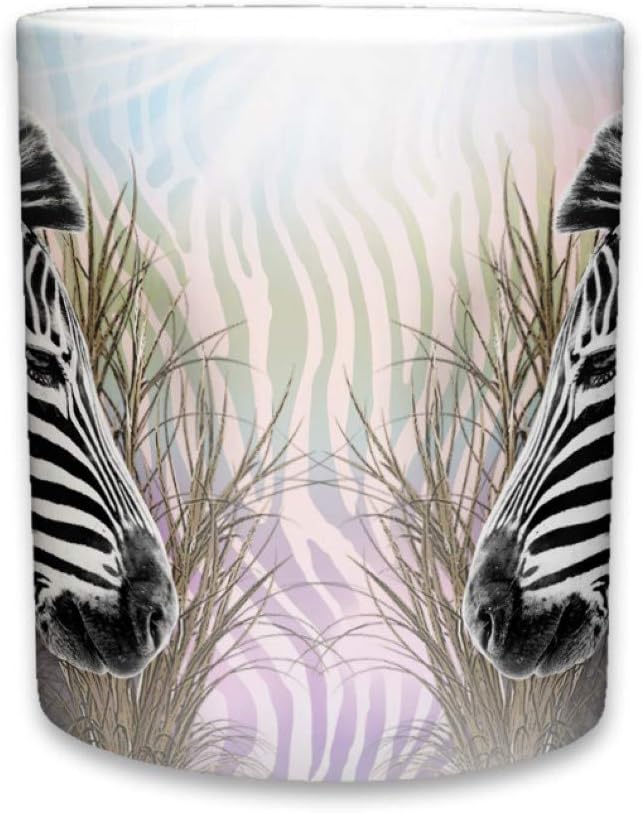 Zebra Mug | Cute Animal Ceramic Travel Mugs | Coffee Lovers Cup | Zebras Design | Great Novelty Gift | Decorative Home Kitchen Drinkwear | Multi Color | 11 Fl. Oz