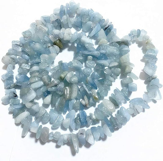 Gemstone Chips Natural Aquamarine 3-5mm Healing Crystals Waist Bracelets Necklace Kit Irregular Stone DIY Crafts Design Jewelry Making Approxi 32 inch