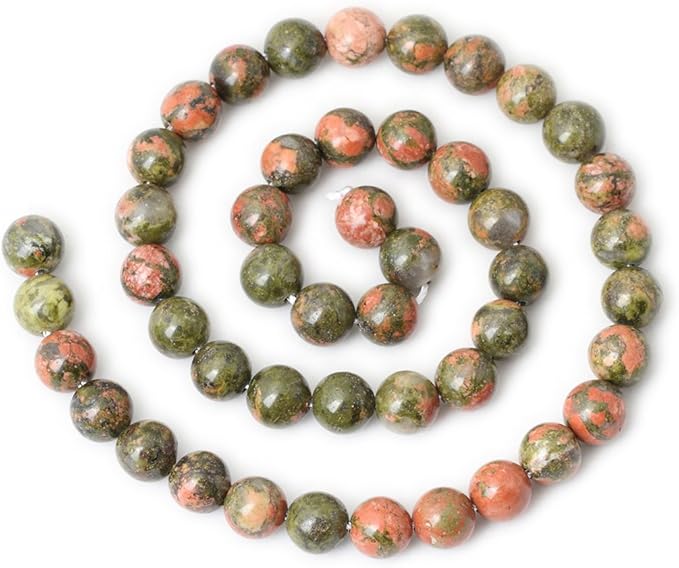 45PCS 8mm Natural Unakite Gemstone Round Loose Beads for Jewelry Making DIY Handmade 1 Strand 15"