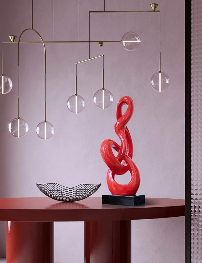 NENBOLEC Sculpture Music Note Decor Modern Statue Gifts Treble Clef Figurine Polyresin Arts Red 23 inch