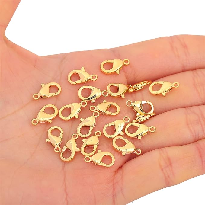 18K Gold Plated Lobster Clasps Non Tarnish 12mm 20pcs for Jewelry Making Findings