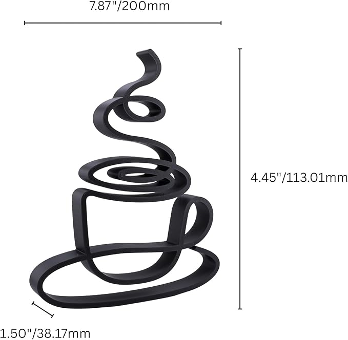Nexus Box Coffee Sculpture – Minimalist Decorative Accent for Caffein Lovers & Modern Home Decor | Collectible Design (Abstract Coffee Cup Matte Black)