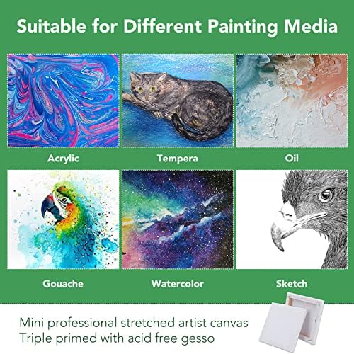 ESRICH Mini Stretched Canvas 10 Pack 5x5inch, 2/5''Profile Art Primed Canvases for Painting, Cotton Small Professional Stretched Canvas for Kids and Art Supplies, for Acrylics, Oils. - Image 5