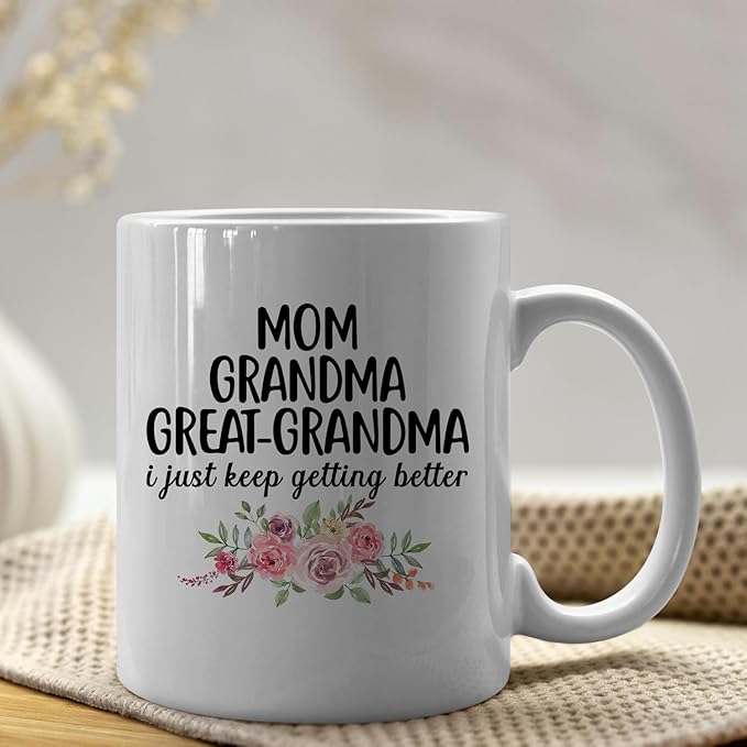 IWXYI Great Grandma Coffee Mug - Great Grandma Gifts for Birthday Mothers Day, 11oz Floral Mother‘s Day Coffee Mug Ceramic, Mothers Day Gifts