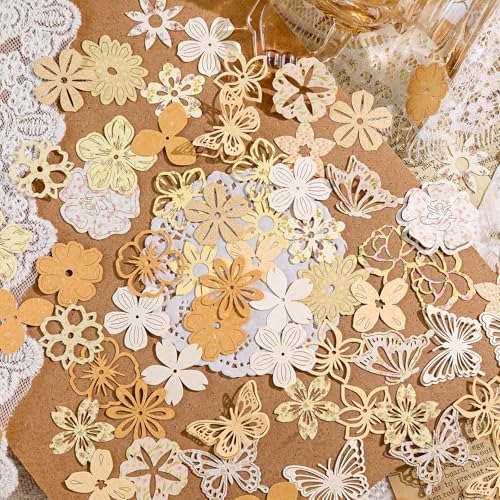 300PCS Vintage Scrapbook Paper Textured Journaling Scrapbooking Supplies Kit Hollow Out Decorative Craft Paper Assorted for Bullet Junk Journals Card Making Craft DIY, Encounter Garden - Image 5
