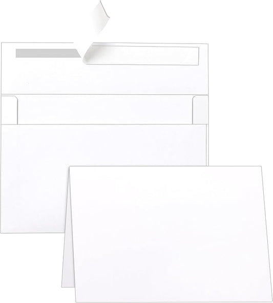 White Blank Greeting Cards and Envelopes 4 x 6 Heavyweight Folded Cardstock and A4 Envelopes Printable Self Seal 20 Packs for DIY Wedding Invitations, Party, Thank You Cards, Baby Showers