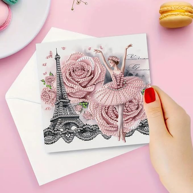 Ceitura 6Pcs DIY Diamond Art Painting Crafts Rhinestone Painting Greeting Card Making Kit Postcard for Holiday Christmas New Year Party Favors (Ballet Girl)