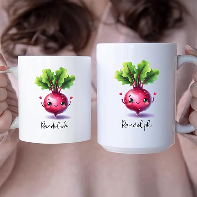 Personalized Beet Lover Coffee Cup Gifts, Veggie Teacup, Custom Vegetable Ceramic Mug With Name, Cute Beet Mug Gifts For Kids, Gardener Travel Mug, Customized Beet White Porcelain Cup 11oz 15oz