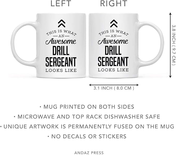 Andaz Press 11oz. Ceramic Coffee Tea Mug Thank You Gift, This is What an Awesome Drill Sergeant Looks Like, 1-Pack