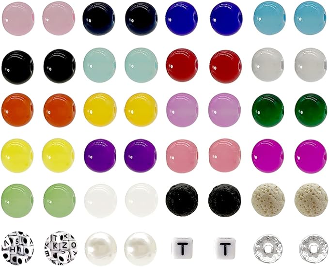 Pamir Tong 626PCS 10mm Glass Beads Jewelry Making Beads Imitative Jade Beads Bracelet Round Space Loose Beads for Earring, Necklaces-Adult Craft Supplies