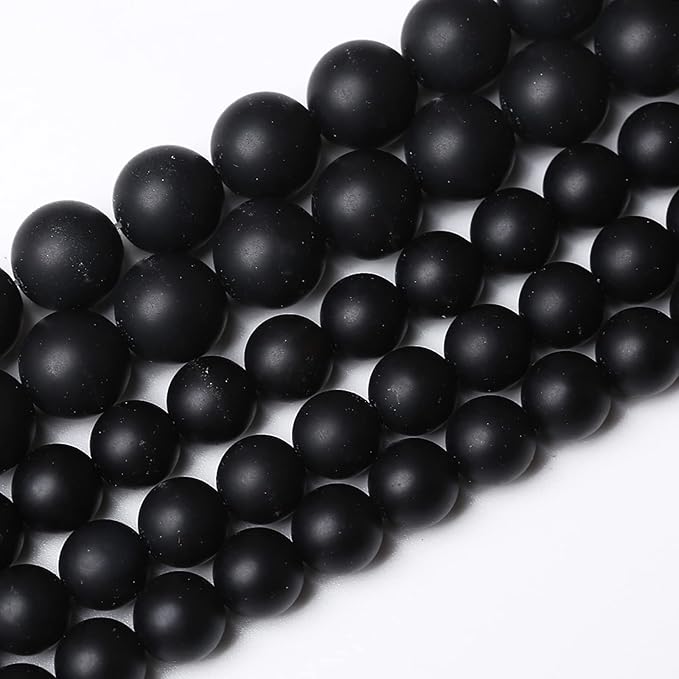 90pcs 4mm Matte Natural Black Agate Onyx Beads Round Loose Beads for Jewelry Making DIY Bracelets Crystal Energy Healing Power Stone (4mm, Matte Black Agate)