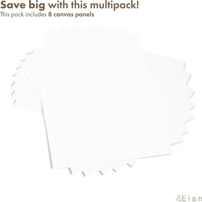 Elan Canvas Boards for Painting 11.8x15.7 Inch, 8-Pack 100% Cotton Acid-Free Blank Canvases for Painting 8oz, Triple Primed 11.8x15.7 Canvas Panels