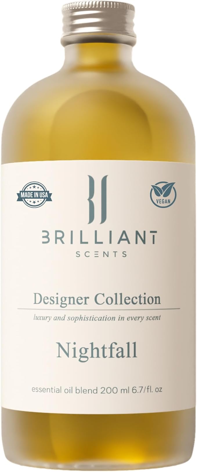 Brilliant Scents Nightfall Fragrance Oil 200ml - Premium Diffuser Oil for Home, Office, Hotels - Long Lasting, Plant-Based, Meets IFRA Standards, USA-Made - Tobacco, Clove, Vanilla