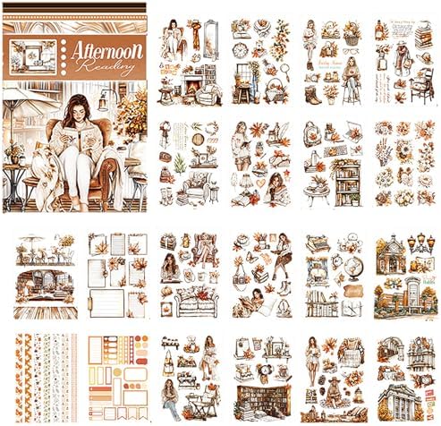 A5 Size Journaling Stickers -200 Pre-Cut Washi Stickers for Junk Journal & Scrapbooking Transparent Reading Girls Journal Sticker - Image 3
