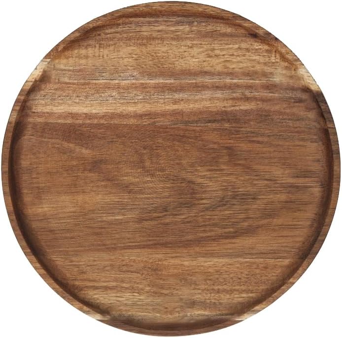6 in Round Wooden Platter, Natural Acacia Tray, Wooden Dinner Plates, Tray Organizer, Serving Tray for Coffee Table, Home Decor, Fruit, Appetizer (6 Inch) by PACEKONER