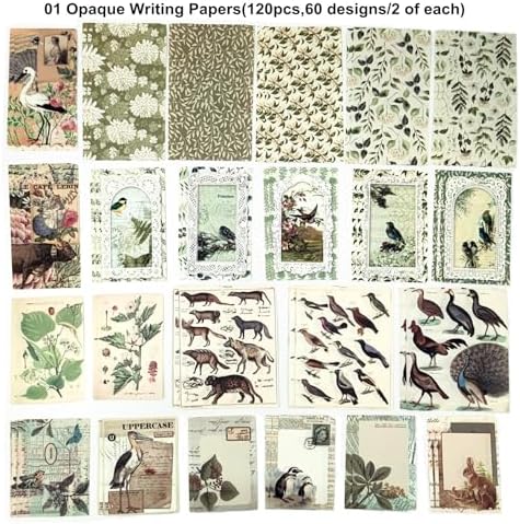 Esweny 200PCS Vintage Scrapbooking Supplies Pack, Aesthetic Scrapbook Sticker Paper Art Journaling Kit for Junk Journals,Planner,Cottagecore Decor Gifts (Green Series) - Image 5