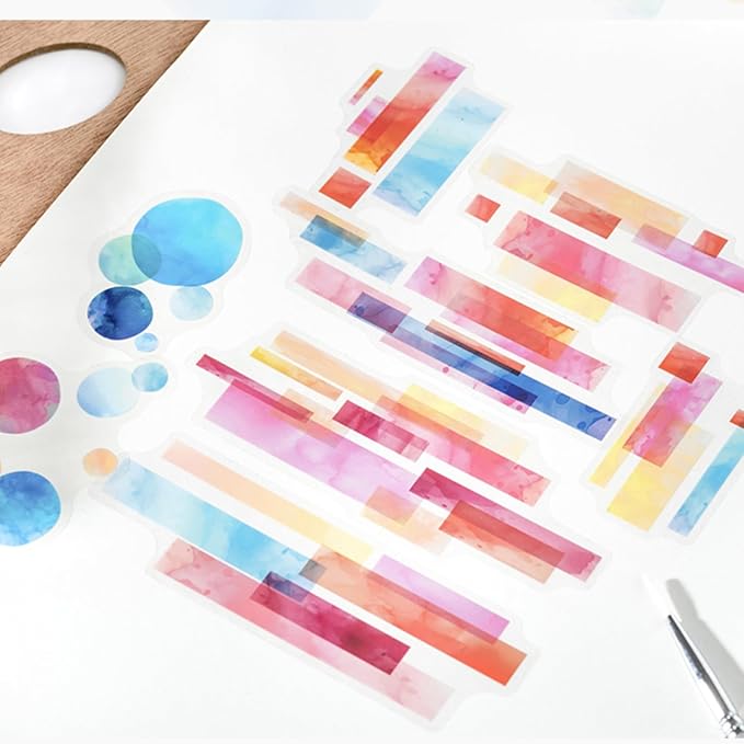 120 Pieces Creative Shapes and Colors PET Scrapbook Stickers Set, 6 Pack Aesthetic Decorative Stickers for Scrapbooking, Junk Journaling, Crafting, DIY Projects, Diaries, and Art Supplies