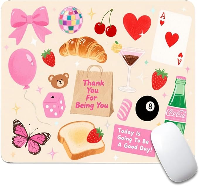 Square Mouse Pad Cute Party Supplies, Personalized Premium-Textured Custom Mouse Mat Design, Washable Mousepad Cloth, Non-Slip Rubber Base Computer Mouse Pads for Wireless Mouse