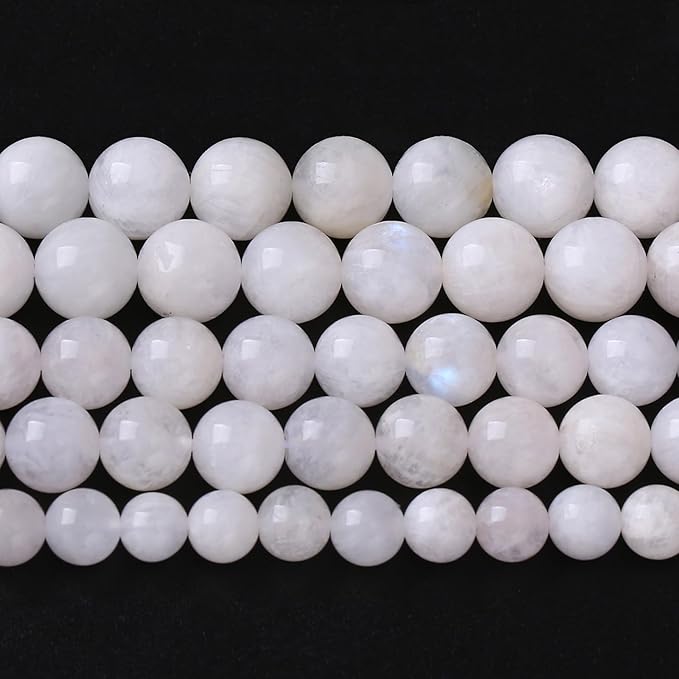 10MM 38PCS Natural Stone White Moonstone Gemstone Semi Precious Beads for Jewelry Making DIY Bracelet