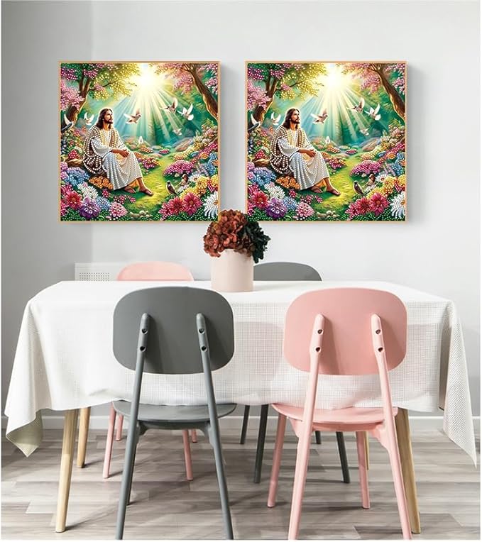 GXGLLPZBY DIY Special Shape Diamond Art Kits, 5D Religious Diamond Painting for Beginners Adults, Jesus Round Full Drill Diamond dot Art Kits, Gem Art for Adults Home Wall Decor 11.8x11.8in
