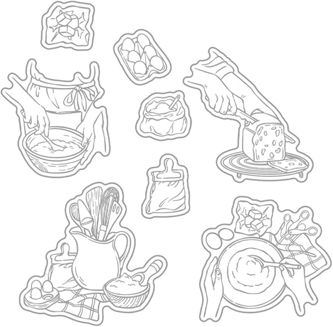 Enjoy Life Bread Stamps and Cutting Dies for Card Making DIY Transparent Silicone Clear Stamp and Metal Die Cuts Sets for Scrapbooking Paper Greeting Cards Decor Seals Craft Supplies