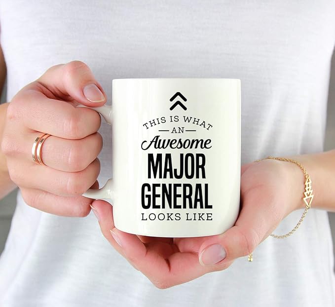 Andaz Press 11oz. Ceramic Coffee Tea Mug Thank You Gift, This is What an Awesome Major General Looks Like, 1-Pack, Birthday Christmas Gift Ideas Coworker Him Her, Includes Gift Box